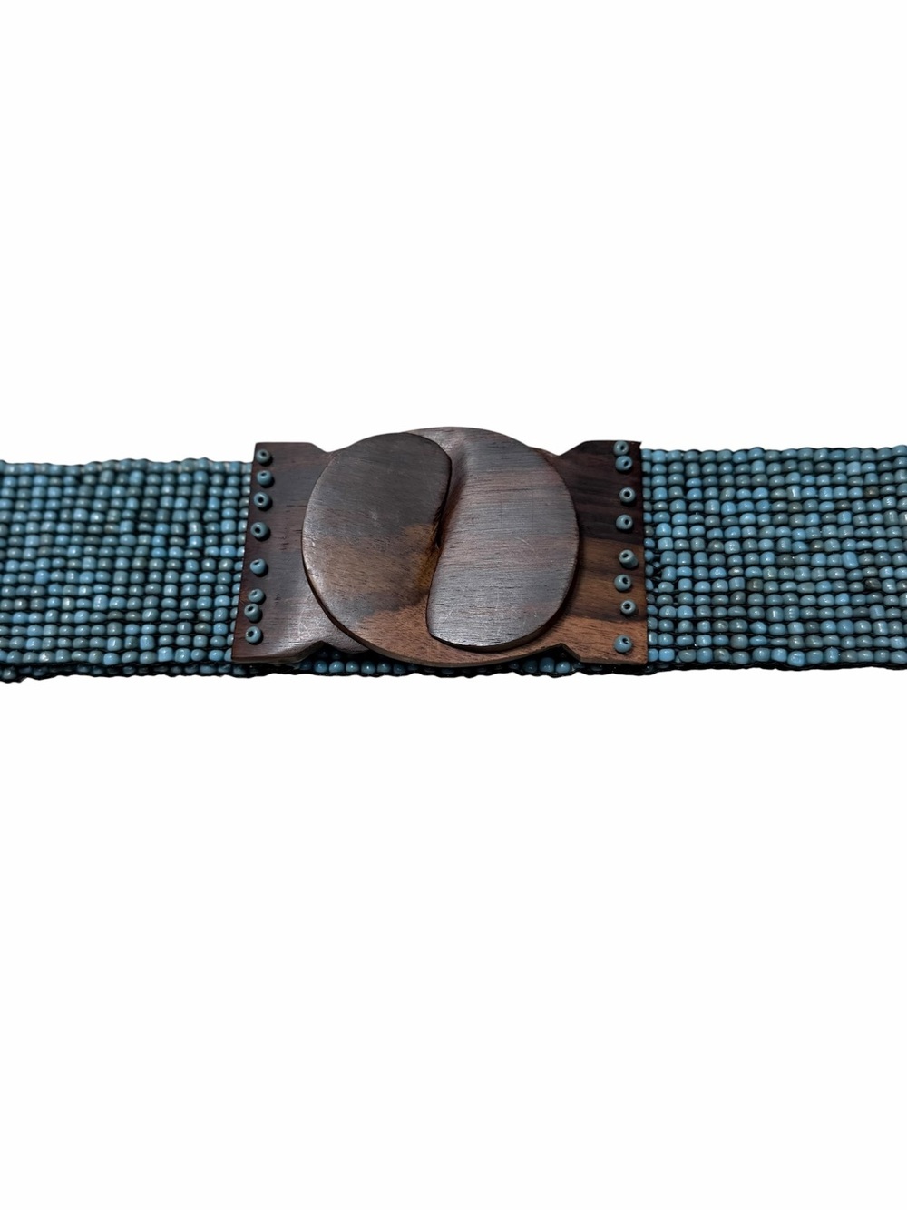 Southwest Turquoise BEADED Stretch BELT Wooden Buckle Size Large
